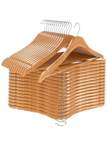 Utopia Home Premium Wooden Hangers 30 Pack - Durable &amp; Slim Coat Hanger - Suit Hangers with 360-Degree Rotatable Hook - Wood Hangers with Shoulder Grooves (Natural Color)