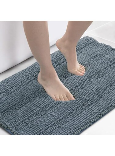 Turquoize Bath Mat for Bathroom Non Slip Luxury Chenille Ultra Soft Bath Rugs Absorbent Non Skid Shaggy Rugs Washable Dry Fast Plush Area Carpet Mats for Indoor,Bath Room,Tub,60 x 90cm,Blue
