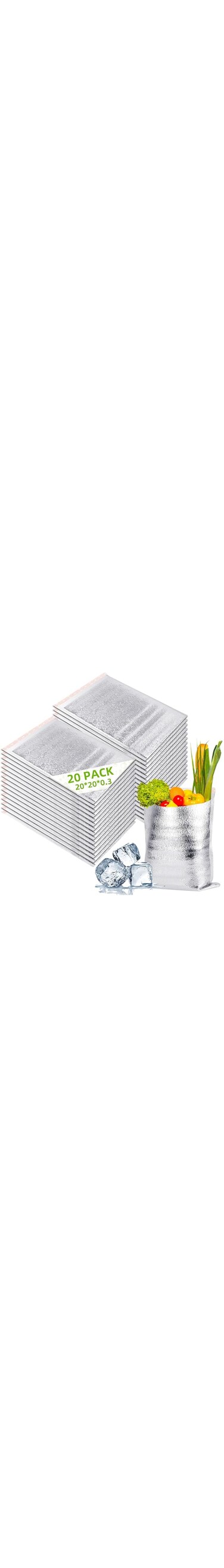 20Pcs Reusable Insulation Bags,Thermal Box Liners,Metalized Box Liners Lunch Food Box,Shopping Bag Insulation Lining Waterproof Insulation Package Camping Picnic Hot &amp; Cold Pouch (20 * 20)