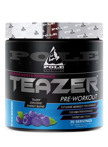 Pole Nutrition Teazer Pre-Workout Blue Raspberry Food Supplement (30 Servings)