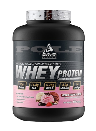 Pole Nutrition 100% Whey Protein, 25 Grams Of Protein For Muscle Support And Recovery - Neapolitan Ice Cream, 5lbs (76 Servings)