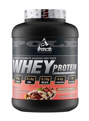 Pole Nutrition 100% Whey Protein, 25 Grams Of Protein For Muscle Support And Recovery - American Banana Split, 5lbs - 76 Servings