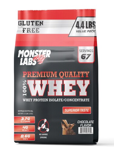 Monster Labs 100% Whey Protein Powder Primary Source Isolate, 23 Grams Of Protein For Muscle Support And Recovery - Chocolate, 4.4 Lbs, 67 Servings