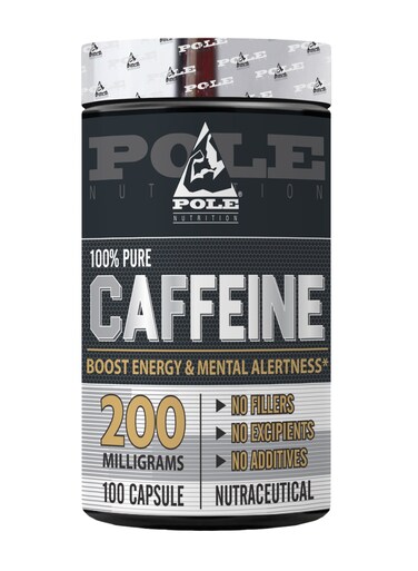 Pole Nutrition 100% Pure Caffeine Boost Energy Capsules (100 Capsules) - Natural Energy Supplement For Focus &amp; Stamina