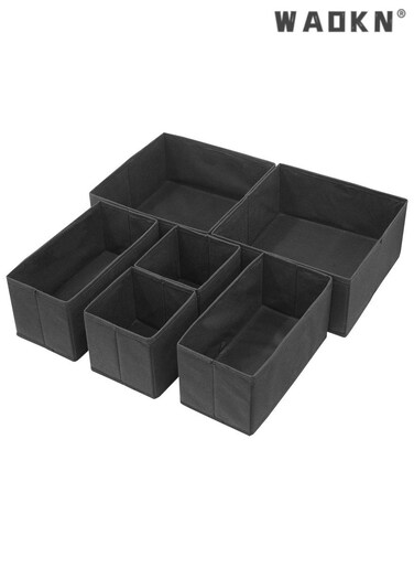 6-Piece Expanded Drawer Organizer Set: Versatile Foldable Closet Solution with Underwear Baskets &amp; Cubes for Maximum Clothing Storage &amp; Organization