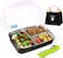 AC&amp;L 1000ml Stainless Steel Lunch Box, Bento Box with 3 Compartment for Kids and Adults, Skid-proof Silicone with Tableware Set and Insulated Lunch Bag, Dishwasher &amp; Microwave Safe (Black)
