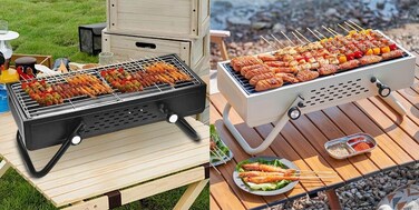 Portable Outdoor Charcoal Grills, Home Barbecue Grill, Barbecue Grill, Small Barbecue Grill, Portable Folding Barbecue Grill for Outdoor Backyard Picnic &amp; Home" 1PCS Random Color