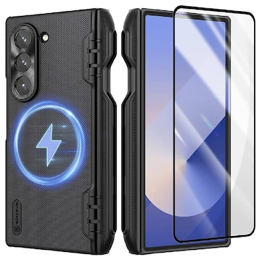 Nillkin For Samsung Galaxy Z Fold 6 5G Case With S Pen Holder, [Compatible with MagSafe] [HD Screen Protector] Hinge Protection Slim Protective Phone Case For Galaxy Z Fold 6 2024 Black