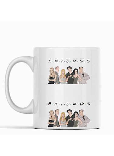Friends Printed Coffee Mug White/Beige/Grey 9.2x7.7cm