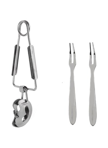 SYOSI Snail Tong Forks Set Stainless Steel Escargot Tongs Snail Fork Clip Food Serving Tongs Escargot Dining Set for Kitchen Cooking Restaurant Serving 3Pcs