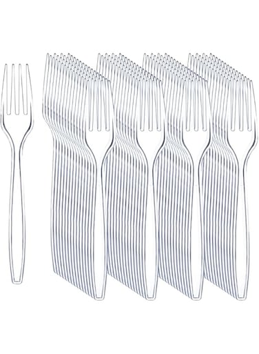 SNH Packing Plastic Disposable Fork 50-Pieces, Clear