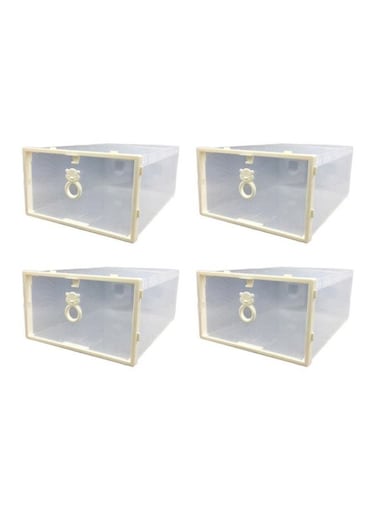 4-Piece Stackable Shoe Box Set White 31x22x13cm