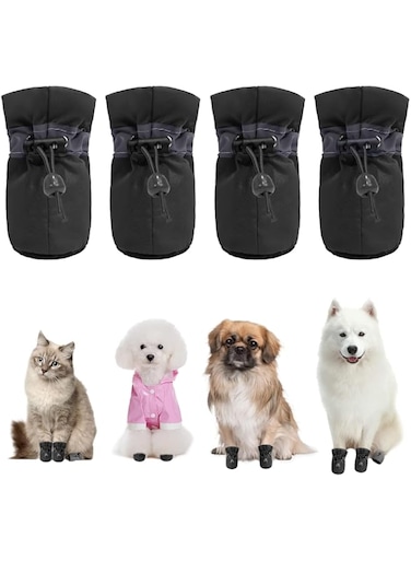 Zuooiec Direct Dog Shoes for Hot Pavement Paw Protector, Anti-Slip Sole Summer Cat Dog Boots with Reflective Straps for Small Medium Dogs 4PCS (Black, #6)