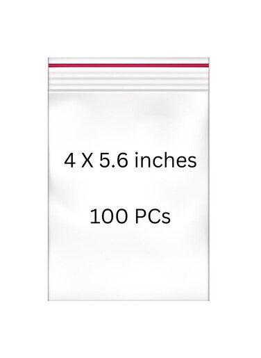 100 Pieces 4 x 5.6 inches Clear Zip and Lock Bags - Resealable Plastic Zipper Bags