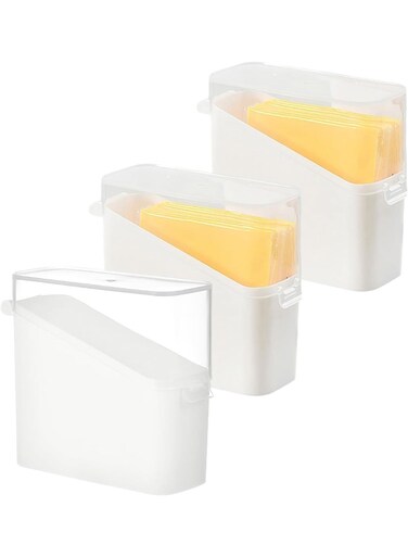 Packs Sliced Cheese Holder with Lid, Plastic Cheese Storage Organizer, Cheese Container for Fridge, Cheese Keeper, Cheese Saver Holder