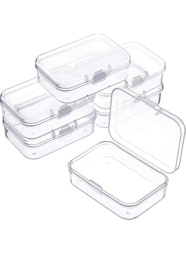 Jetec 6 Pieces Mini Plastic Clear Beads Storage Containers Box for Collecting Small Items, Beads, Jewelry, Business Cards, Game Pieces, Crafts (2.52 x 1.73 x 0.79 Inch)