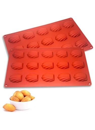 NALACAL Madeleine Pan, 2 Pcs Madeleine Pan Silicone Madeline Cookies Pan 15 Cavities Madeleine Mold Nonstick Baking Pans for Make Cookies, Cake, Candy