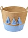 Homesmiths Cotton Rope Basket Upper Mouth Natural &amp; Blue Dia30 x H30 cm
