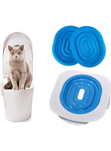 FDTY Cat Toilet Training Kit, ABS Cat Toilet Trainer-Whith Tow Blue Tray To Help Train Your Cat to Use Toilet for Cat Kitty Kitten(40 * 40 * 3.5cm)