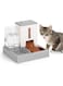 Excefore Gravity Pet Feeder and Water Dispenser Set, Automatic Cat Food Dispenser, Automatic Pet Feeder and Water Dispenser 2 in 1 Suitable for Cats and Small Dogs (Grey)