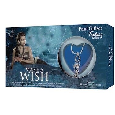 Global Journey Mermaid Pearl Giftset &ndash; Real Oyster with Surprise Pearl &amp; Mermaid Pendant Necklace, Ocean-themed Jewelry Gift for Women &amp; Girls, Birthday / Anniversary / Gift Box Edition