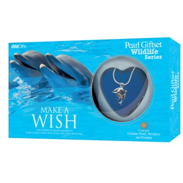Global Journey Dolphin Pearl Giftset &ndash; Real Oyster with Surprise Pearl &amp; Dolphin-Themed Pendant Necklace, Ocean Gifts for Women &amp; Kids