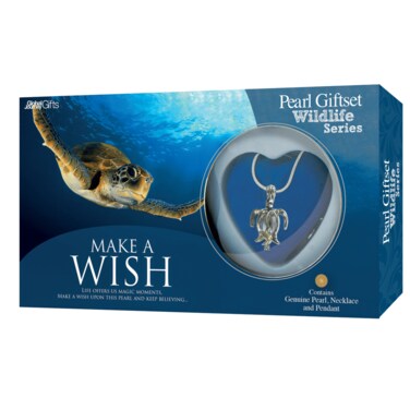 Global Journey Turtle Pearl Giftset &ndash; Real Oyster with Surprise Pearl &amp; Turtle-Themed Pendant Necklace, Ocean-Inspired Jewelry Gift for Women &amp; Kids
