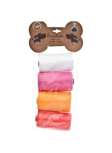 Ferribiella Hygienic Poop Bag Rolls, 4 rolls) - Pink