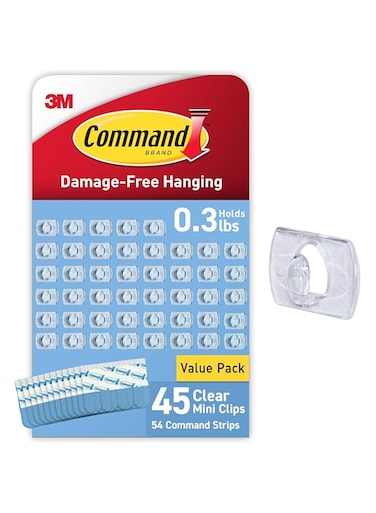 Command Clear Mini Light Clips, 45 Clips, 54 Strips - Easy To Open Packaging, Decorate Damage-Free