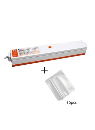 Vacuum Sealer With 15 Piece Pouch White And Orange