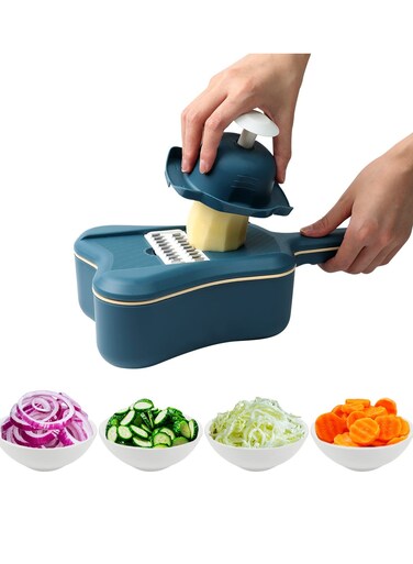 Violin Shaped Vegetable Slicer &amp; Grater - Multifunctional Kitchen Chopper with 5 Blades for Potatoes, Onions, Tomatoes &amp; More