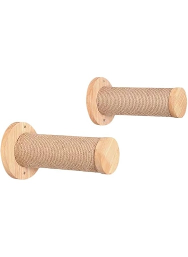 Cat Stairs Climbing Step, Diameter 7 x L 30 cm, Sisal Posts, Wall Mounting, Jute Scratching Posts, Pack of 2, Rubber Wood