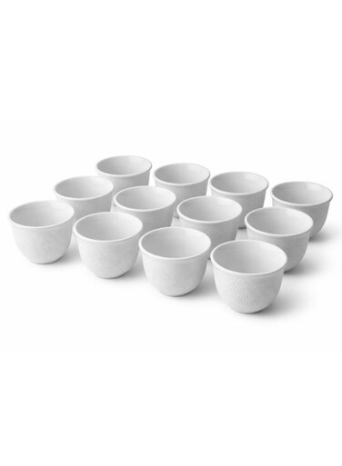 Premium Ceramic Arabic Cawa Cup Set &acirc;&euro;&ldquo; 12 Pieces, 85ml Each   Elegant Traditional Coffee Cups with Smooth Finish in Window Color Gift Box (SD-61355-P)