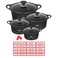 Sonex - Diecast Eden King Cookware Set, 10-Piece, Marble Non-Stick Coating, Glass Lids, Silicone Holders, 3L-13L, PTFE &amp; PFOA-Free, Dishwasher Safe, Black