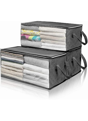 Fohome 3 Pack Clothes Storage Bags,Foldable Blanket Storage with Window and Handles,Clothes Organizer for King/Queen Comforters, Pillows, Blankets, Bedding/Quilt, Blanket, Duvet