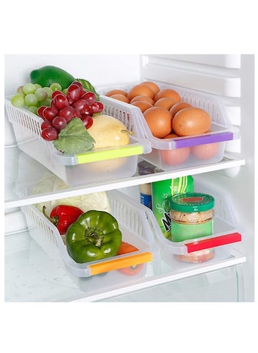 Storage Organizer Bins Multi Use for Fridge Freezers Tables Desks and Cabinets Pack of 4 Multicolor