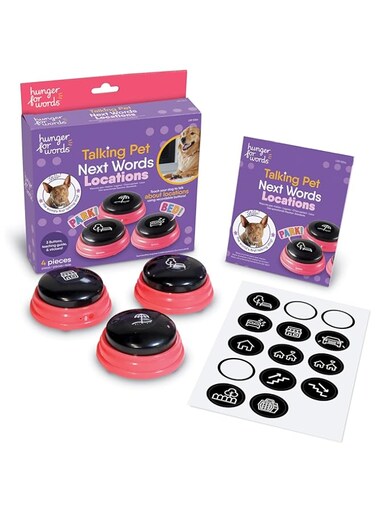 Hunger for Words Talking Pet Next Words Locations - 3 Piece Set of Recordable Speech Buttons for Dogs, Dog Buttons for Communication