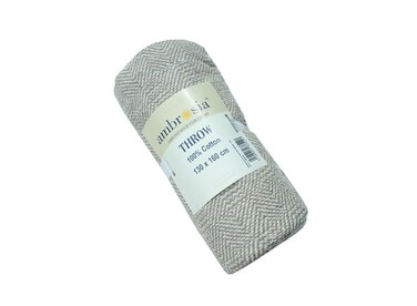 100% Cotton 130 x 160 cm Beige Diamond Tessel Throw Blanket with Tassels for Couch Sofa Bed Decorative Boho Woven Striped 400GSM