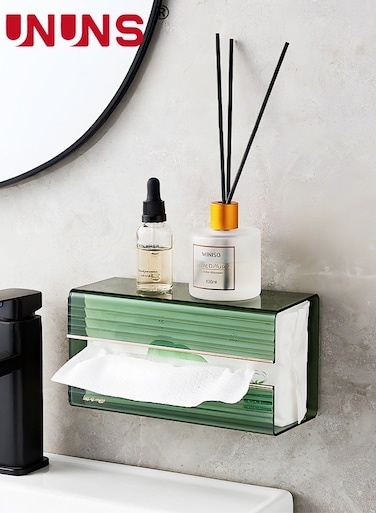 Toilet Paper Holder,Wall Mounted Tissue Box,Tissue Dispenser Dryer Sheet Holder,Acrylic Transparent Tissue Upside Down Box,Paper Towel Box,Hanging Tissue Box For Bedroom Kitchen Office Storage