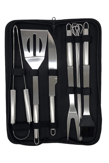 BBQ Tool Set Stainless Steel Barbecue Grilling Tools for Outdoor Camping Cooking with Carrying Bag Grill Accessories Kit for Backyard Picnic Party