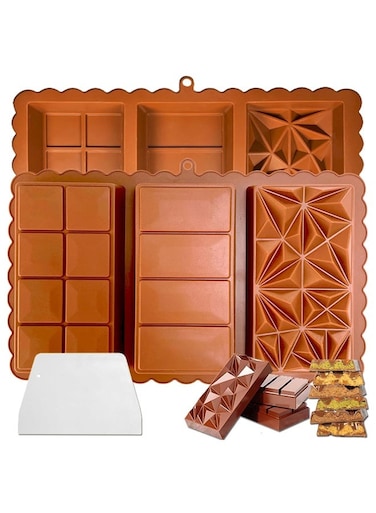 Chocolate Bar Mold Pistachio Dubai Chocolate Bar Kit Thick Silicone Molds for Stuffed Bar Large Big Candy Bar Mould for Filling