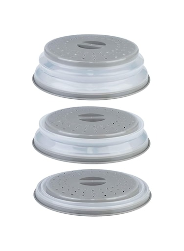 Mothers Day gift  Perfect Eid gift l   Microwave Splatter Cover   3-Pack (Charcoal)   Collapsible &amp; Vented Silicone Splatter Guard Lid   Microwave Plate &amp; Dish Cover with Handle   BPA-Free