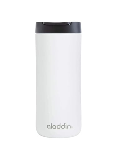 Aladdin Leak-Lock&trade; Thermavac Stainless Steel Mug 0.35L White &ndash; Leakproof   Double Wall Vacuum Insulated Cup   Keeps Hot for 3 Hours   BPA-Free Reusable Travel Mug   Dishwasher Safe