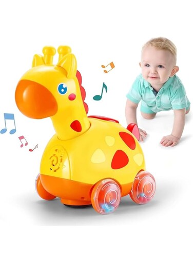 Musical Giraffe Baby Crawling Toys for 6-12 Months, Infant Light up Music Toy Tummy Time Development Learning Toys,Crawling Toys for 1 Year Old Boys Girls Birthday Gift-QX-91104E