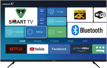 تلفزيون فيديكون الذكي 65 بوصة 4K Ultra HD بنظام Android، ريموت صوتي، Bluetooth، منافذ HDMI وUSB متعددة، وحامل جداري مجاني – موديل E65EL1100 تلفزيون HDR ذكي بدون حواف 65 بوصة
