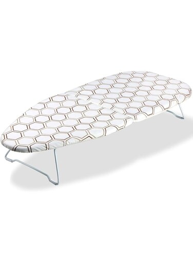 SheeChung Small Tabletop Ironing Board - Heavy Duty Ironing Board with Mesh Metal Base &amp; 100% Cotton Cover,Hook for Hanging,Portable Folding Mini Iron Board for Sewing, Craft Room, Household, Dorm