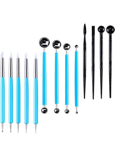 DELFINO 13 Pcs Polymer Clay Tools, Clay Sculpting Tools Kits, Dual-Ended Design Pottery Tools, Ball Stylus Dotting Tools, Ball Rod Stylus Modeling Tools for Clay, Pottery, Ceramics Artwork &amp; Crafts