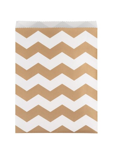 Creative Converting Chevron Pattern Paper Treat Bags, 10-Piece, Kraft