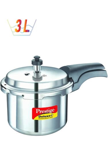Deluxe Plus Aluminium Pressure Cooker Compatible with Gas Stovetop &amp; Induction Stovetop 3Liters
