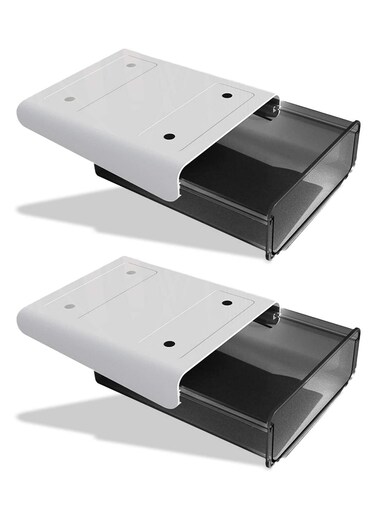 2 Pack Self-Adhesive Under Desk Drawer Organizers, Hidden Slide-Out Storage, for Office/Home, Stick-On Mount